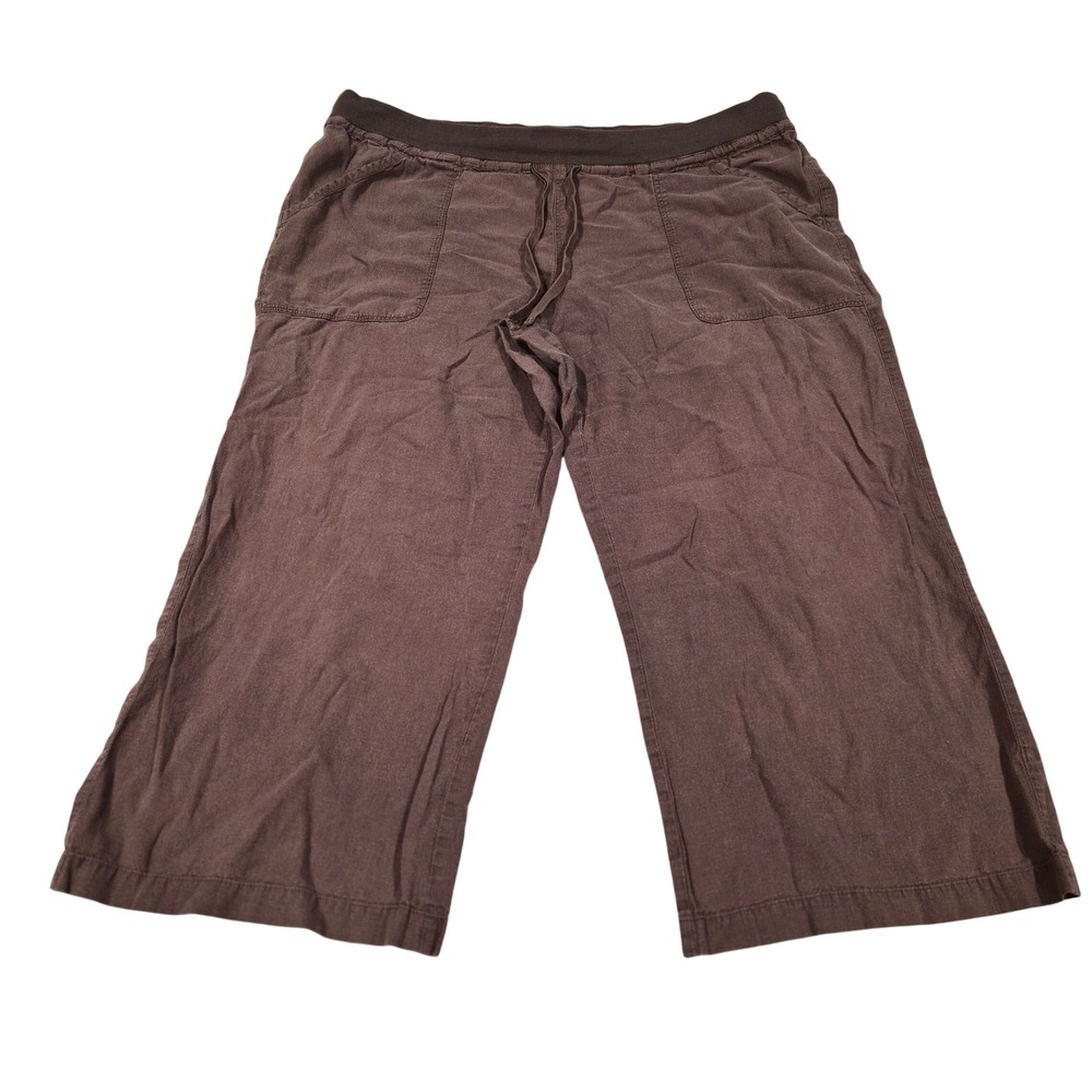 Patagonia Womens Brown Hemp Blend Wide Leg Crop Pants Size L Drawstring Casual
